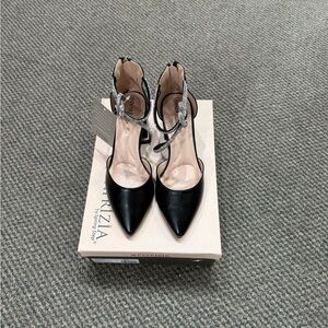 Patrizia Black and Silver Strappy Heels